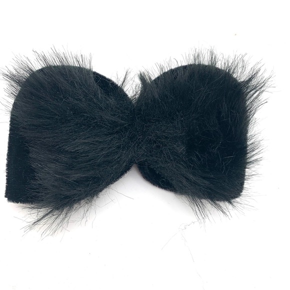 INC International Concepts Accessories - 4/$25 INC Black Fuzzy Barrette Bow NEW 5”